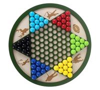 Chinese Checkers, Wooden Peg Board, Game Set, Sturdy Natural Wood, Multi-Player Strategy, Ideal for Family BBQ Picnic Campfire Use, 9.84 Inches, Multicolor, 1 Set