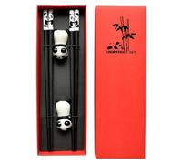 Chinese Chopsticks, Panda Reusable Set With Ceramic Holders, PET, Ceramic, 2 Pairs Non Slip Utensils, Dishwasher Safe For Sushi, Noodles, Home Dining, Restaurant Tableware, Gift Ready, 24cm