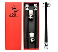 Chinese Chopsticks Reusable | 9.4 Inch Long Lasting Chopstick Set Panda With Ceramic Holders - 2 pares Non-Slip Chop Sticks For Asian Dishes Sushi Rice Noodles