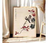 Chinese Classical Blossom Ink Painting Theme Plum Ancient Tree Canvas Printing Mural Painting Studio Home Art Decor(60x80cm/Frameless)