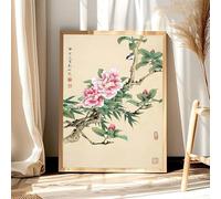 Chinese Classical Blossom Ink Painting Theme Plum Ancient Tree Canvas Printing Mural Painting Studio Home Art Decor(50x70cm/Frameless)