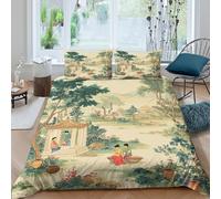 Chinese Classical Funda Edredon de poliéster Juego de 3 Piezas Diseño 3D con Cremallera Chinese Classical Funda de Edredón incluye Funda de Almohada Transpirable Suave for Ancianos King（220x240cm）