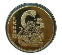 Chinese Coin, Commemorative Coin, Lunar Design Snake Symbol Metal Finish Iron Crafted Keepsake Quality, Collectible Souvenir for Family, 1.57x1.57x0.2inches