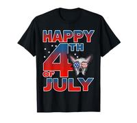 Chinese Crested Dog American Flag Sunglasses Happy 4th July Camiseta