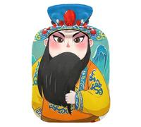 Chinese Culture - Botellas de agua caliente de ópera de Pekín con cubierta suave, bolsa de agua caliente de 2 L para dolor muscular, dolor muscular