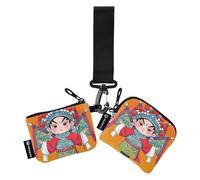 Chinese Culture Pekín Opera - Carteras dobles para mujer, delgadas, desmontables, con bolsillo con cremallera, 2 paquetes, Cultura china Ópera de Pekín naranja, 1 size, Art Deco