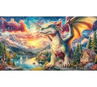 Chinese-Dragon-Soaring-Through-Colorful-Clouds 1000 Piezas Puzzle Educativo Papel Reciclado Juego Familiar Desafiante para Adultos 38x26/1000pcs