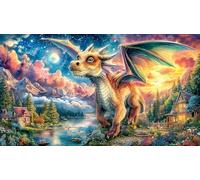 Chinese-Dragon-Soaring-Through-Colorful-Clouds Puzzle de 1000 Piezas Reciclado Juego Educativo Desafiante para Adultos y niños de 12 años y más 38x26/1000pcs