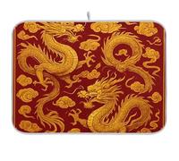 Chinese Dragons Clouds - Tapete absorbente de secado de platos para encimera de cocina, almohadilla de secado de microfibra reversible con lazo para colgar, tapete de secado rápido de 18 x 24 pulgadas
