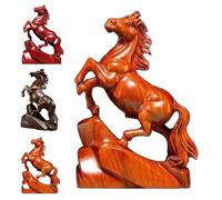 Chinese Feng Shui Red Horse Statue,Wooden Horse Figurine,Zodiac Animal Horses Sculpture Attracting Wealth & Good Luck New Year Ornaments for Home Office Tabletop Decor (Red 1, 3.15in)