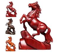 Chinese Feng Shui Red Horse Statue,Wooden Horse Figurine,Zodiac Animal Horses Sculpture Attracting Wealth & Good Luck New Year Ornaments for Home Office Tabletop Decor (Red, 5.9 in)
