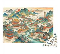 Chinese Landscape Art 1000 Pieza Puzzle Reciclado Traditional Style Senior Puzzles Accesorios de Juego de Fiesta Developing Boy & Girl‘s Intelligence Educativo Fun 38x26cm/1000pcs