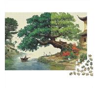Chinese Landscape Painting Puzzles 1000 Piezas para Adultos Jigsaw Paisaje Viejo Árbol 1000 Pieza Puzzle Clásico es Bella Decoración Puzzle Puzzle Colorido Juego para Todo para Wome