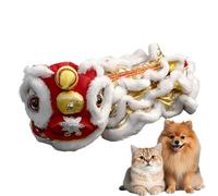 Chinese Lion Dance Dog Costume - Cute Lion Dog Costume with Beast Horn for Halloween Chinese New Year - Puppy Dress Up Clothing for Pet Parents, for Small Medium Dogs, Family Gathering Social Event