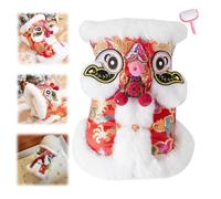 Chinese Lion Dance Dog Costume,New Year Dog Lion Dance Coat,Spring Festival Winter Cat Warm Clothes,Cute Lions Pet Hoodies Coat for Small Medium Dogs Cats (XL)