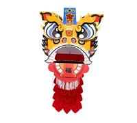 Chinese Lion Dance Juguete Artesanía Tradicional Kit DIY de Material de Cabeza Decoración del Festival Primaveral en Papel Adecuado, Amarillo