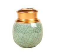 Chinese Longquan Celadon - Botella portátil sellada para píldoras, mini tanque de almacenamiento redondo, tarro sellado multiusos diseñado para té, café en polvo, frutas secas, dulces, píldoras de