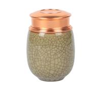 Chinese Longquan Celadon - Botella portátil sellada para píldoras, tapa redonda, mini tanque de almacenamiento, tarro sellado multiusos para té, café en polvo, frutas secas, dulces, píldoras de