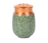 Chinese Longquan Celadon - Botella portátil sellada para píldoras, tapa redonda, mini tanque de almacenamiento, tarro sellado multiusos para té, café en polvo, frutas secas, dulces, píldoras de