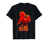 Chinese New Year 2026 Fire Horse Lunar Zodiac Red Horse Camiseta