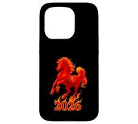Chinese New Year 2026 Fire Horse Lunar Zodiac Red Horse Carcasa para iPhone 15 Pro