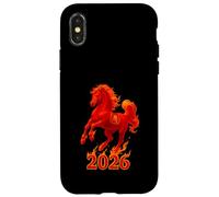 Chinese New Year 2026 Fire Horse Lunar Zodiac Red Horse Carcasa para iPhone X/XS