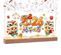Chinese New Year 2026 - Fuente de alimentación USB Acrílico con luces LED - Happy New Year Sign Table Decor | for Home Living Room Office School Apartment Dorm Spring Festival Party Supplies
