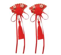 Chinese New Year Clips, Red Hair Bows with Tassels, Chinese Hair Clip, Chinese New Year Hair Accessories, New Year's Hair Clips, Borla Hair Clip for Celebrations, Red Borla Hair Accessories, Bi