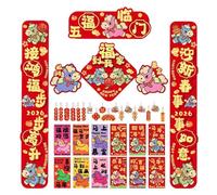 Chinese New Year Decorations 2026, Year of The Horse Spring Festival Couplets for Chinese Lunar New Years Decoration, Horse Traditional Couplets Stickers Party Decorations, with Red Envelopes Fortune