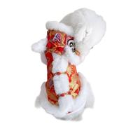 Chinese New Year, Dog Costume, Warm Soft Lion Dance Pet Coat, 12 Inches Spring Festival Outfit with Plush Material, Adjustable Soft Pet Jacket for Small Medium Dogs and Kittens, Home Indoor Outdoor