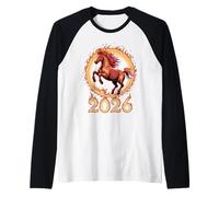 Chinese New Year Fire Horse Lunar Zodiac 2026 Camiseta Manga Raglan