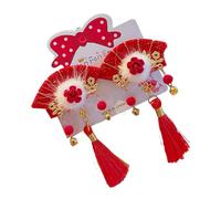 Chinese New Year Hair Clips, Red Hairy Bows With Tassels, Chinese Hair Clip Accessories, Chinese Hair Accessories for New Year, Tassel Hair Clips for Chinese Celebrations, Festive Chinese New Year