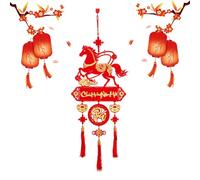 Chinese New Year Horse Ornament | Felt Vietnamese Decorative Paper-cut Ornament | Artistic Home DecorLunar New Year Decorations,for Cars Schools Offices Cafes Bookstores Display Bedside Party Festival