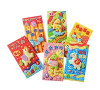 Chinese New Year Red Envelopes - 3D Cute Money Packets For Festival Gifting | Plush Fabric With Embroidered Horse Design, Six Style Set, Festive Keepsake Envelopes