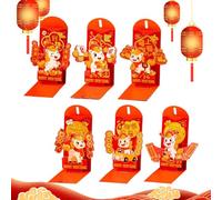Chinese New Year Red Envelopes - 6 Pieces | Embossed 3D Horse Money Packets For Kids, Adults, Friends & Family, Ideal For Cash, Greeting Cards, Party, Spring Festival, Wedding, Holiday, Festive