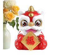 Chinese New Year - Solar Powered Lion Dance, Desk Decorations Auto Dashboard Ornaments for Drivers Collectors Sedans Trucks Office Home Daily Commuting Road Trips Bookshelf Fun Decorative Car