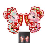 Chinese New Year Stickers - 2026 Year of the Horse Decal, 3D Flocking Door Ornament Hardware, Lunar System, Home & Festival, Crimson For Wall Closet Living Room