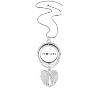 Chinese Online - Collar giratorio con diseño de alas de ángel con texto en inglés "Both His Hands Are In Keybord"