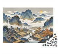 Chinese Painting Puzzles 1000P Material Reciclado Traditional Ink Style Puzzle for Chico & Chica Divertido Present & Activity for Home Ideal for Boy & Girl‘s Birthday Gift 70x50cm/1000Ps