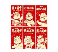 Chinese Red Packets - 6 Pieces Year Of The Horse Money Envelopes, Decorative Festive Gifting Pack for Lunar New Year | Parents Grandparents Family Friends Relatives Coworkers Neighbors Children