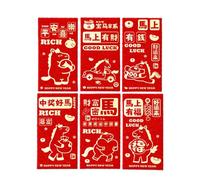 Chinese Red Packets - 6 Pieces Year Of The Horse Money Envelopes, Decorative Festive Gifting Pack for Lunar New Year | Parents Grandparents Family Friends Relatives Coworkers Neighbors Children