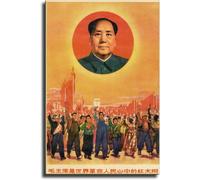 Chinese Retro Propaganda Print Mao Portrait Vintage Canvas Wall Decor