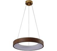 Chinese Ring Wood Grain LED Chandeliers High Brightness Acrylic Metal Pendant Lamp - Adjustable Height Decorative Lighting Fixture Ideal for Kitchen Islands and Dining Rooms