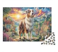 Chinese Shar-Pei on Ancient Wall Puzzle for Adults 14-99 Years Australian Shepherd Dog Educational Game for Home Decor & Gifts 52x38cm/1000pcs