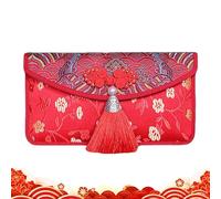 Chinese Silk Red Envelopes,Chinese Traditional New Year Red Packets, Large Size Traditional Packets | Chineses Reds Envelopes With Tassels | For Adults Elders Home Family Gathering Holidays Birthday