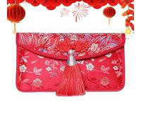 Chinese Silk Red Envelopes,Chinese Traditional New Year Red Packets, Large Size Traditional Packets | Chineses Reds Envelopes With Tassels | For Adults Elders Home Family Gathering Holidays Birthday