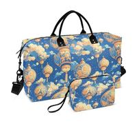 Chinese Style Elements - Bolsa de viaje grande para fin de semana, bolsa de gimnasio con bolsa de aseo para gimnasio, multifuncional, color azul