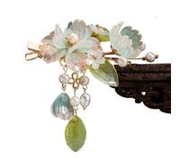 Chinese Style Flower Hairpins Side Clips Fringe Jewelry Pendant Pearl Headpiece For Women Hair Accessories 2Pair