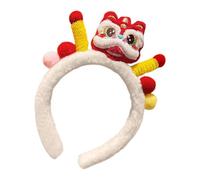 Chinese Style Headband, Chinese New Year Hairpin, Plush Lions Dance Headband, Cartoon Lions Headband 33g for Event, Travel, New Year, Cosplay, Present, Indoor, Outdoor, Park, Home