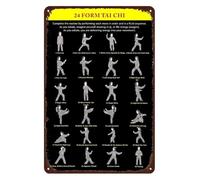 Chinese Tai Chi Metal Sign Vintage Martial Arts Wall Art for Home Decor Study Yoga Studio Meditation Room 8 X 12 inch